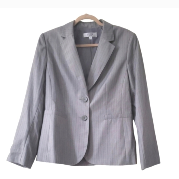 Kasper Gray Pinstripe Blazer Womens Jacket NWT 12 - Picture 6 of 7